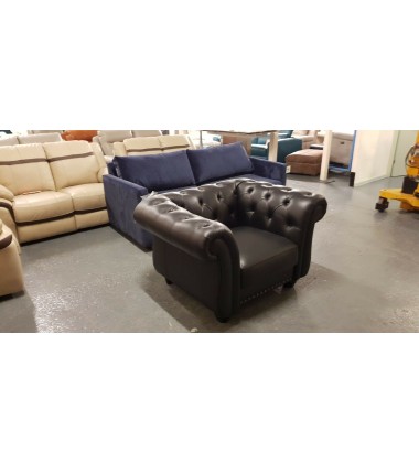 New Bakerfield chesterfield black leather armchair