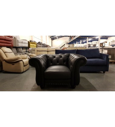New Bakerfield chesterfield black leather armchair