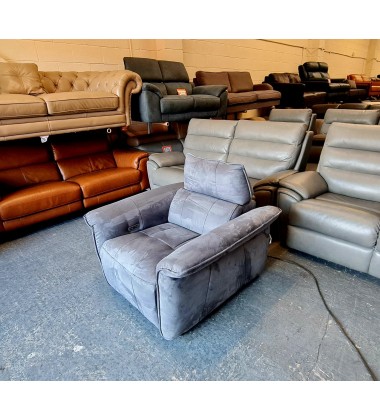 Ex-display Cadenza blue fabric electric recliner armchair