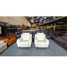 La-z-boy Madison light cream ivory leather electric recliner 2 armchairs