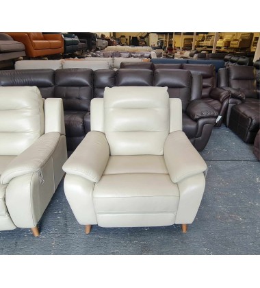 La-z-boy Madison light cream ivory leather electric recliner 2 armchairs