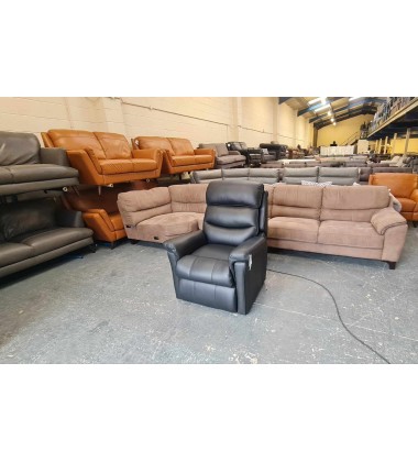 La-z-boy Tulsa black leather Nil Entrapment rise electric recliner armchair