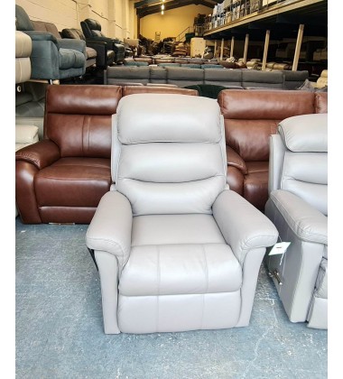 La-z-boy Tulsa grey leather Nil Entrapment riser electric recliner armchair