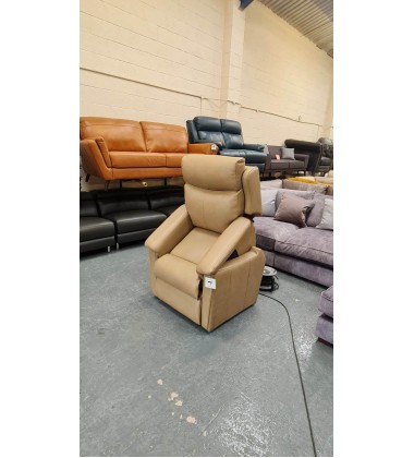 Ex-display Parker Rise and Lift electric recliner dark cream leather armchair