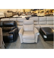 Ex-display Piccolo grey leather electric recliner armchair