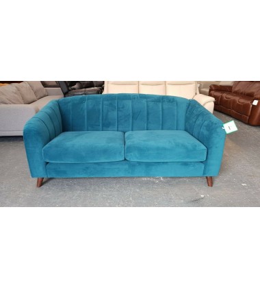 Development ex display blue chenille fabric sprung back sofa