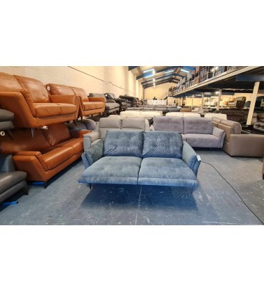 Ex-display Italia Living Bolzano blue fabric electric recliner 2 seater sofa