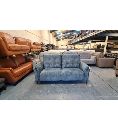 Ex-display Italia Living Bolzano blue fabric electric recliner 2 seater sofa