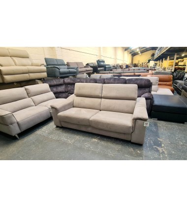 Ex-display Clarence light grey velvet fabric 3 seater sofa bed