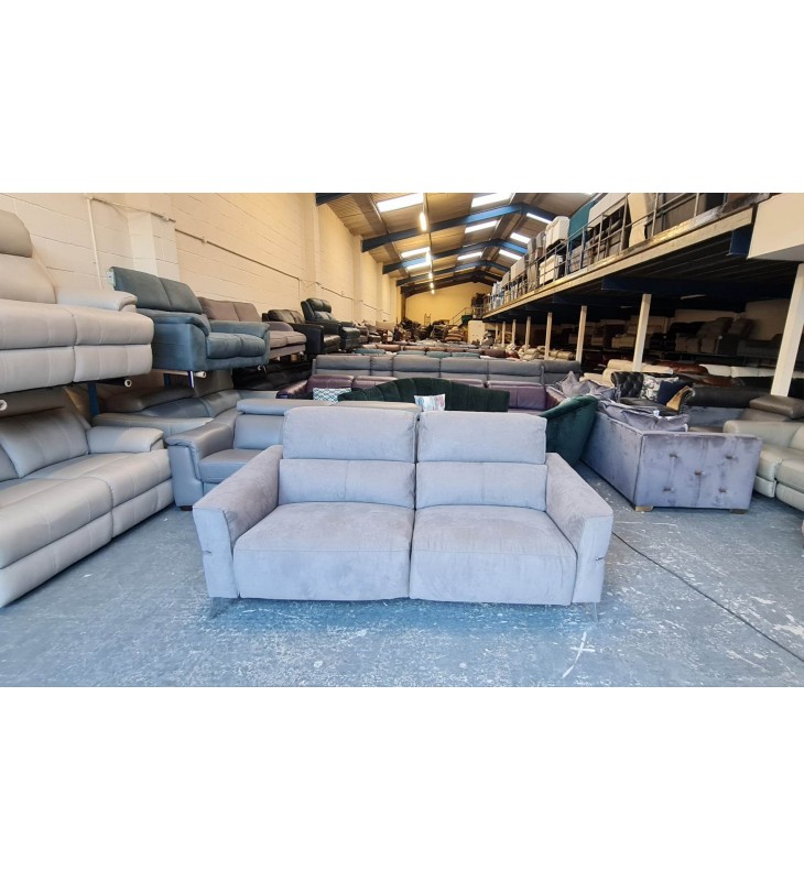 Dakota grey fabric electric recliner 3 seater sofa