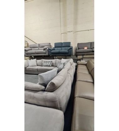 Ex-display Sofology Delphine grey fabric corner sofa and footstool