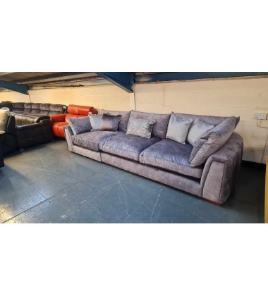 Ex-display Emperor in Lucerne Silver mix fabric large 4 seater sofa