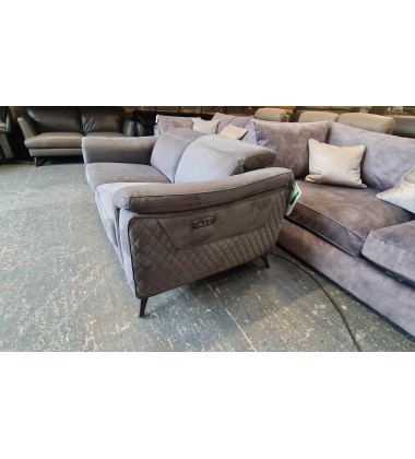 Ex-display Ezra tara lead grey/blue fabric electric recliner 2 seater sofa