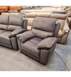 Ex-display Goodwood grey fabric electric recliner 3 seater sofa and 2 armchairs