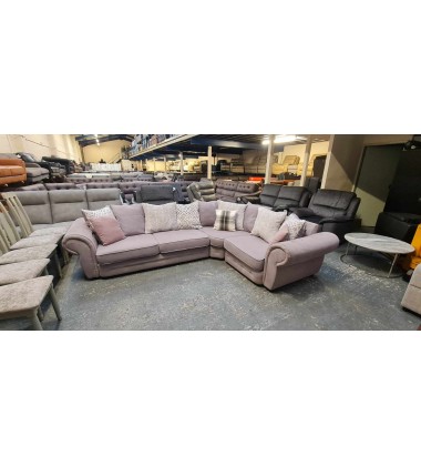 Ex-display SCS Gracie grey fabric chesterfield style corner sofa
