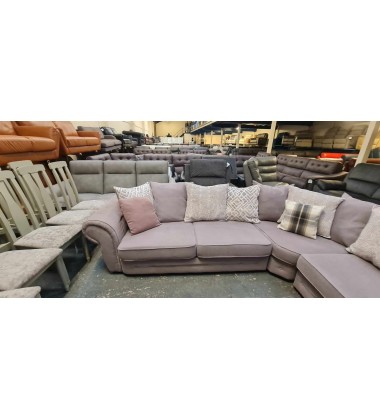 Ex-display SCS Gracie grey fabric chesterfield style corner sofa