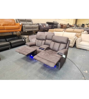 Ex-display La-z-boy Empire grey fabric power Recliner Sofa With Head Tilt&Table
