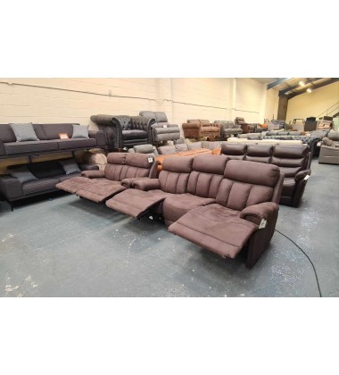 Ex-display La-z-boy Empire mink brown fabric electric recliner 3+2 seater sofas