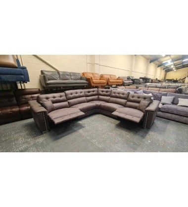 La-z-boy Hollywood brown fabric manual recliner large corner sofa