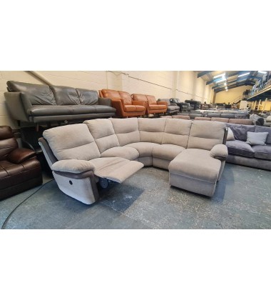 Ex-display La-z-boy Nevada grey fabric electric recliner corner sofa