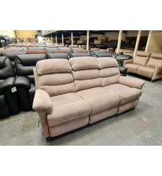 Ex-display La-z-boy Tulsa grey fabric manual recliner 3 seater sofa