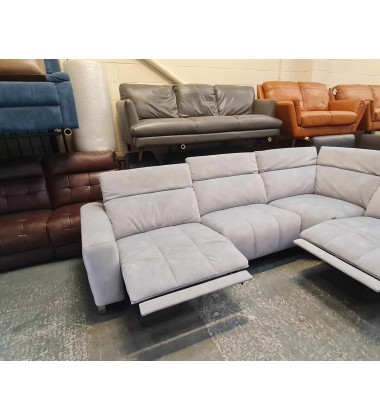 Ex-display Marvella light blue /duck egg/ fabric electric recliner corner sofa