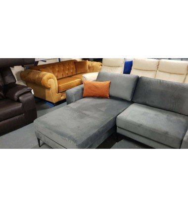 Merlin BRAND NEW designer grey chenille fabric large chaise corner sofa
