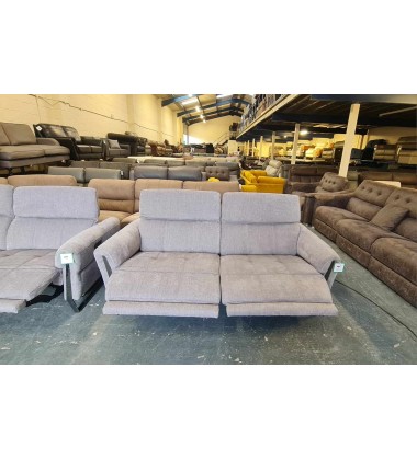 Ex-display Packham grey fabric electric recliner pair of 3 seater sofas