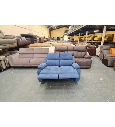 New Pancho blue fabic manual recliner 2 seater sofa