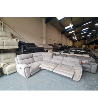 Ex-display Radley grey velvet fabric manual recliner corner sofa