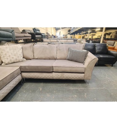 Ex-display Shimmer light grey velvet fabric corner sofa