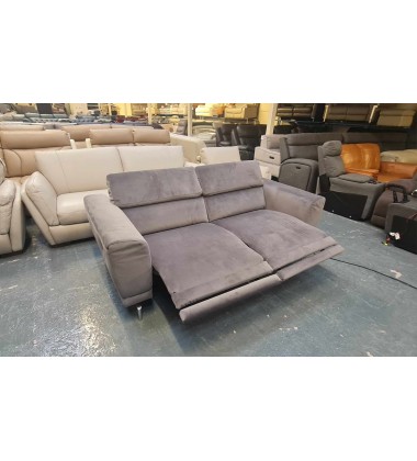 New Sienna grey fabric electric recliner 3 seater sofa