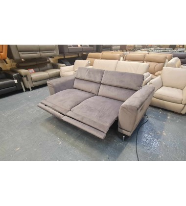 New Sienna grey fabric electric recliner 3 seater sofa