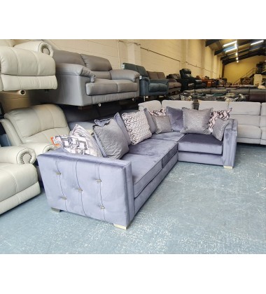 Ex-display Titan corner sofa in Festival Steel/Grey Mix fabric