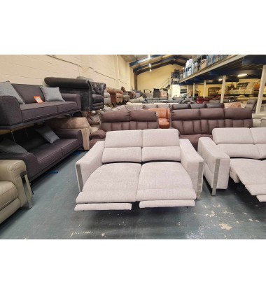 Ex-display Torres grey fabric electric recliner pair of 2 seater sofas