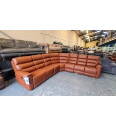 New La-z-boy Parker brown leather electric recliner corner sofa