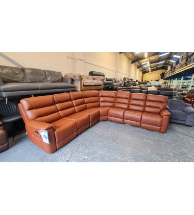 New La-z-boy Parker brown leather electric recliner corner sofa