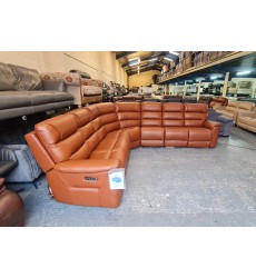 New La-z-boy Parker brown leather electric recliner corner sofa