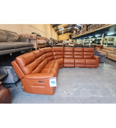 New La-z-boy Parker brown leather electric recliner corner sofa