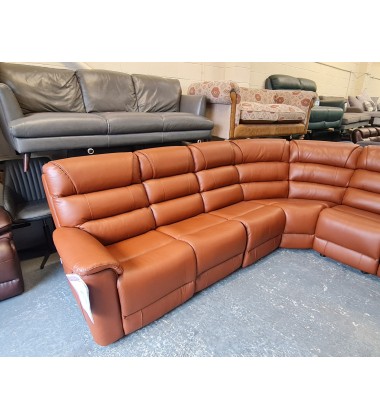 New La-z-boy Parker brown leather electric recliner corner sofa