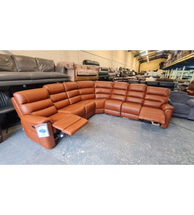 New La-z-boy Parker brown leather electric recliner corner sofa