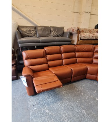 New La-z-boy Parker brown leather electric recliner corner sofa