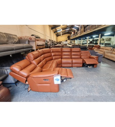 New La-z-boy Parker brown leather electric recliner corner sofa