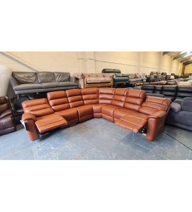 New La-z-boy Parker brown leather electric recliner corner sofa