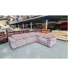 La-z-boy Austin grey fabric electric recliner corner sofa with cupholder unit