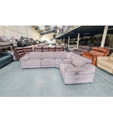 La-z-boy Austin grey fabric electric recliner corner sofa with cupholder unit