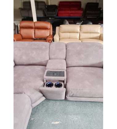 La-z-boy Austin grey fabric electric recliner corner sofa with cupholder unit
