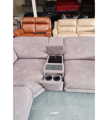 La-z-boy Austin grey fabric electric recliner corner sofa with cupholder unit