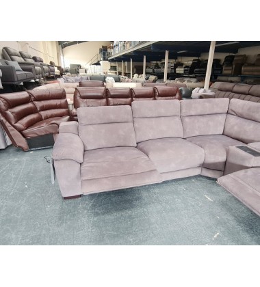 La-z-boy Austin grey fabric electric recliner corner sofa with cupholder unit