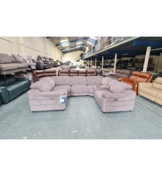 La-z-boy Austin grey fabric large electric recliner corner sofa with cupholder